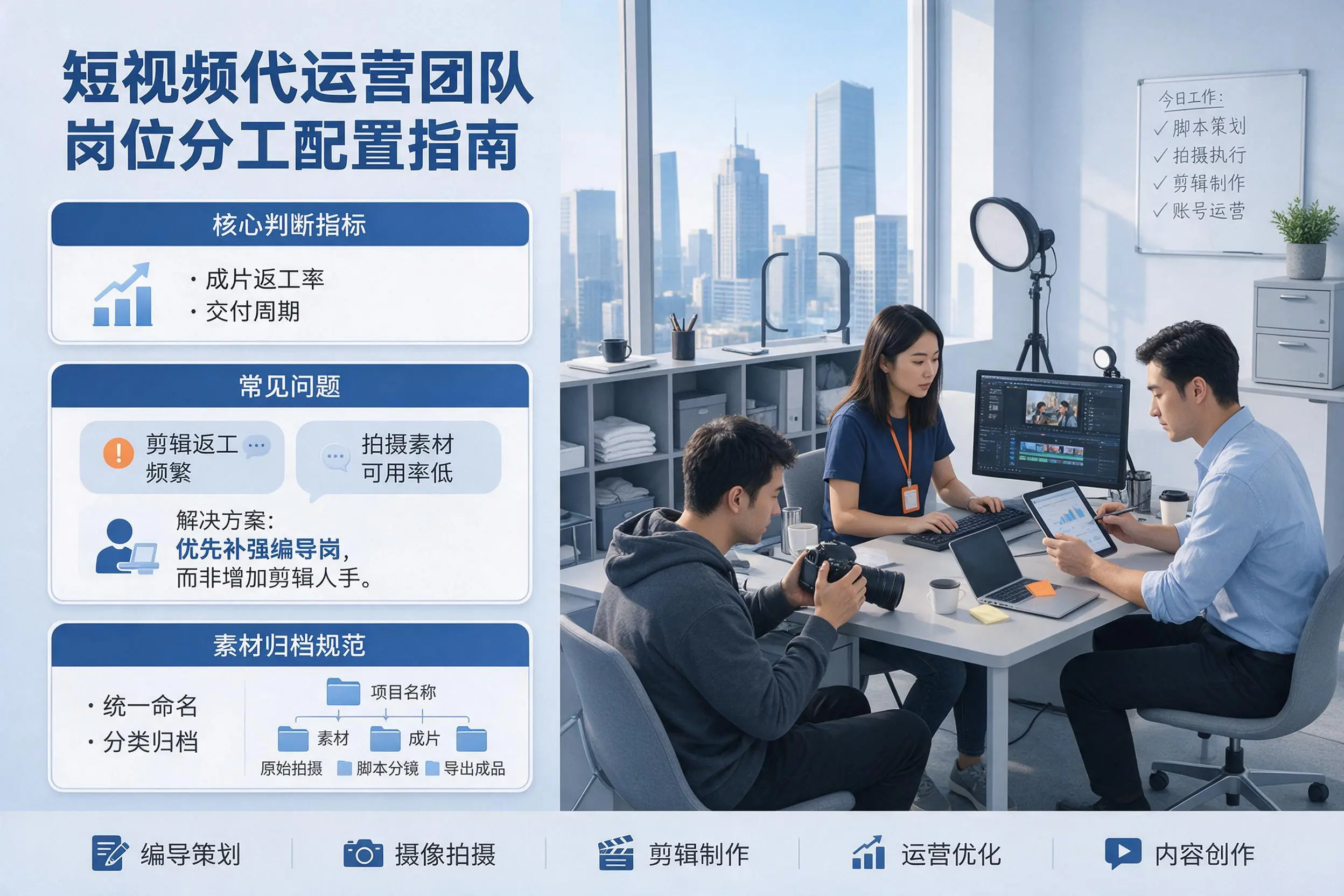 短视频代运营团队如何配置？昌都企业岗位分工科普说明